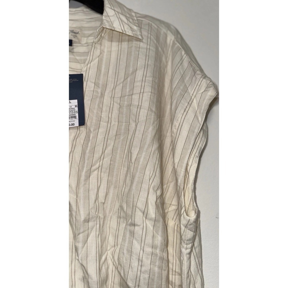 Universal Thread™ Short Sleeve Wrap Waist Midi Shirtdress Cream Striped XL - Picture 9 of 14